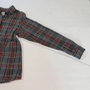 LL Bean Gray Scotch Plaid Cotton Flannel Button Shirt Relaxed Fit SMALL thumbnail 8