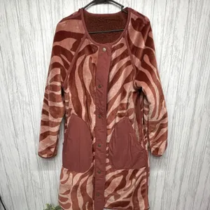 Anthropologie Womens Size S Reversible Animal Print Snap Coat Pockets Brown thumbnail 7