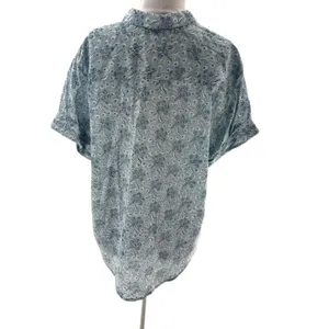 Cassandra Harper block print button down shirt‎ sz m Blue Size M thumbnail 2