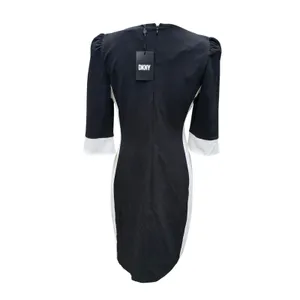 DKNY NWT -1233 Black Ivory Colorblock Sheath Dress 3/4‎ Bell Sleeve Size 8 thumbnail 11