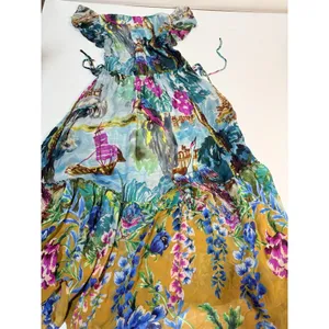Anthropologie V-Neck Flutter-Sleeve Colorful Tropical Print Dress Xs thumbnail 4