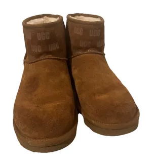 UGG Chestnut Suede Ankle Boots Women size 10 logo print thumbnail 1