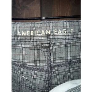 American Eagle Mom Straight Pant 6 Gray Plaid Stretch thumbnail 3