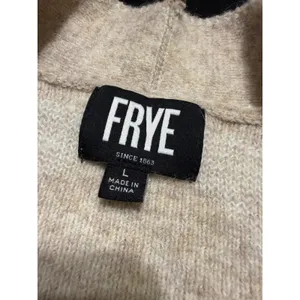 Frye Womens Southwestern Geometric Open Front Cardigan Sweater Tan Cream Largeo thumbnail 3