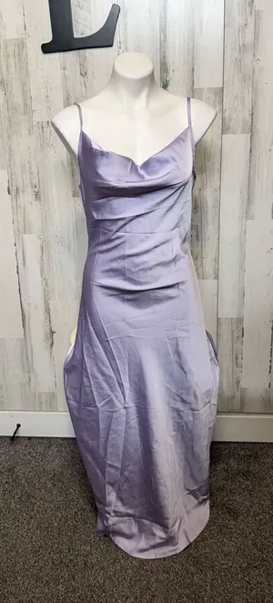 SHEIN BIZwear Cowl Neck Solid Slip Dress Workwear Evening/Wedding Gown thumbnail 1
