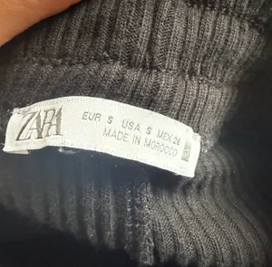 Zara Black Ribbed Wide-Leg Pants with Drawstring thumbnail 6