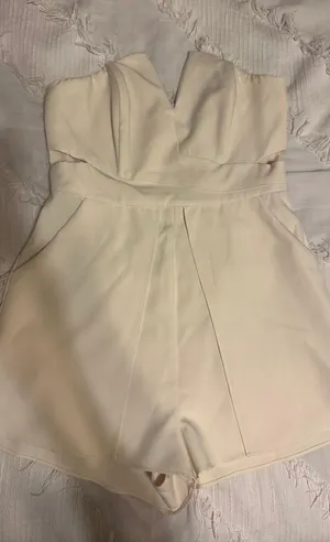 Luxxel Cream Strapless Romper thumbnail 1