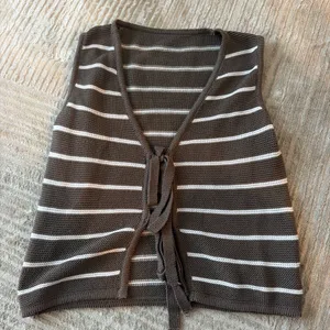 Striped Tie Top Brown thumbnail 1