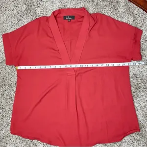 Lulus Rise to the Top Rust Red V-Neck Short Sleeve Top Blouse Medium thumbnail 9