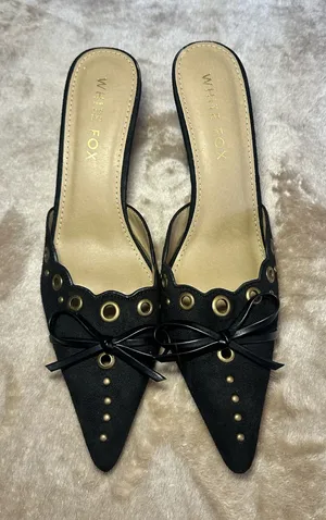 White Fox Kitten Heels Mules thumbnail 1