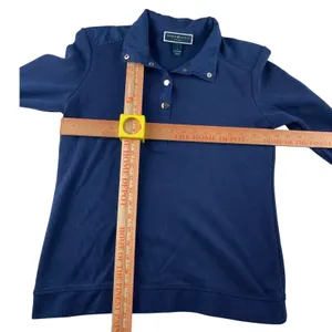 Karen Scott Sport Navy Textured Pullover Long Sleeve Collared Shirt Top Size S thumbnail 5