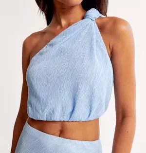 Abercrombie Crinkle Textured One-Shoulder Top thumbnail 1