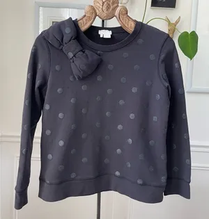 Kate Spade Steal The Spotlight Black Glitter Dot Bow Sweatshirt $178 S thumbnail 1