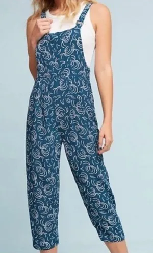 MAEVE Blue Anthropologie Patterned Overalls Sz Medium NEW NWOT thumbnail 1