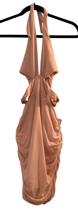 Oh Polly Halter Mini Dress Pink US 6 Cutout Ruched Bodycon ‎ Clubwear Night Out thumbnail 1