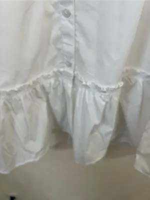 Meadow Rhodes White Ruffle Hem Button-Down Shirt Dress size M thumbnail 4
