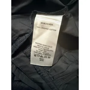 Quince Organic Cotton Poplin Tiered Mini Dress Black Short Sleeve‎ Smocked M thumbnail 7