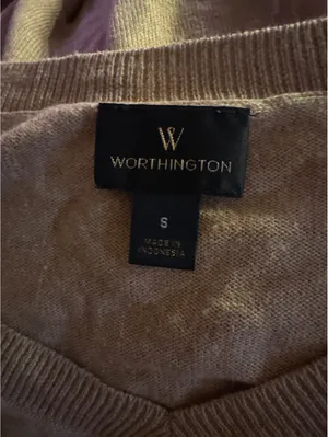 Worthington Women's V-Neck Pullover Sweater Size S Beige thumbnail 4