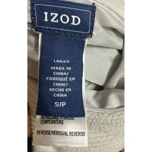Izod Puffer Vest Reversible Zip Up‎ Fleece Lightweight Grayish White Vest Sz S thumbnail 8