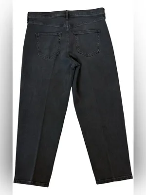 AYR The Beat Cotton High Rise Barrel Leg Ankle Crop Jean Washed Black Size 32 thumbnail 4