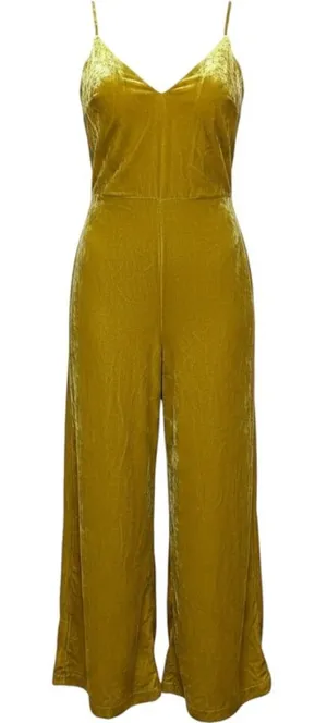 ASTR the Label Hey Hey Hey Jumpsuit in Gold / Mustard Yellow Velour (no belt) Sm thumbnail 1