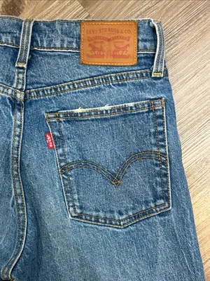 Levi’s Wedgie Straight Jeans 25 Lasting Impression Distressed Raw Hem $98 thumbnail 6
