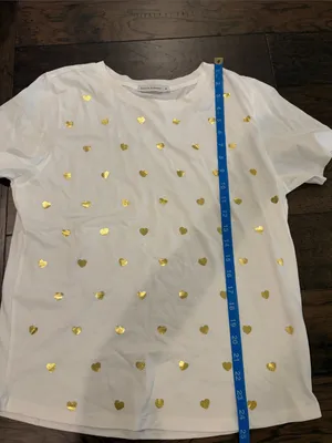 New with Tags Evereve South Parade Gold Hearts Tee Sz M thumbnail 5