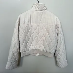 YFB Young Fabulous & Broke Cream Quilted Puffer Jacket Cropped Coat Size Small thumbnail 5