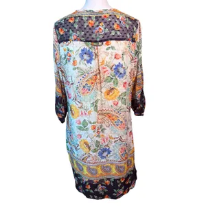 Figueroa & Flower Womens L Floral Paisley Border Print Tassel Tunic Shift Dress thumbnail 5