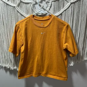 Nike Orange Cropped Short-Sleeve Tee with White Swoosh thumbnail 4