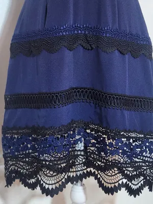 Self-Portrait Navy and Black Lace Cutout Cocktail Mini Dress Size 8 thumbnail 2