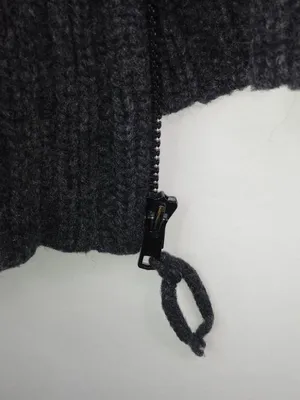 GAP L Thick Lambswool Zip Front Sweater in Charcoal Gray thumbnail 3