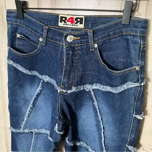 Rave 4 Real Vintage Y2K Frayed Patchwork Flare Jeans Hippie Boho Womens Sz‎ 9/30 thumbnail 4