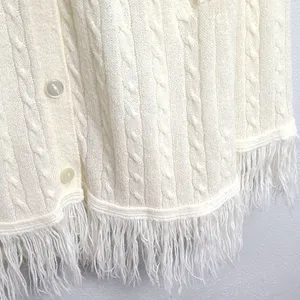 Vintage 60’s chunky knit sweater cape‎ poncho Light ivory thumbnail 5