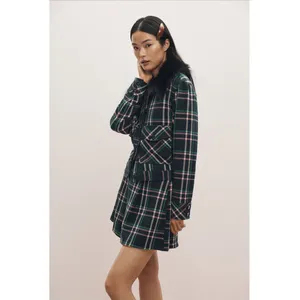 Maeve Anthropologie Plaid Faux Fur Collar Cropped‎ Jacket Green L NWT thumbnail 11