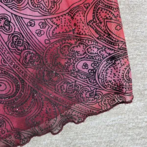 My Michelle Asymmetrical Slip Dress Large Red Glitter Y2K Paisley Fairy Grunge thumbnail 7