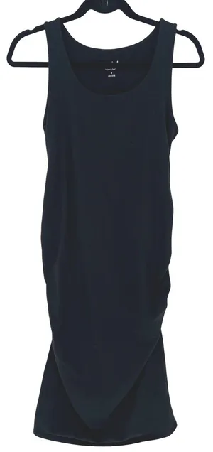 Isabel‎ Maternity Black Ruched Side Tank Midi Dress Small Sleeveless Stretch EUC thumbnail 1