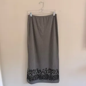 Y2k Grey Exact Change Velvet Floral Maxi Skirt thumbnail 2