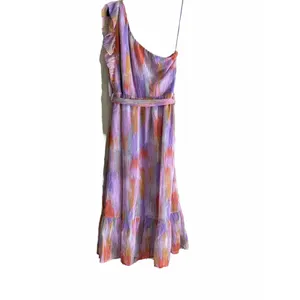 Midi Dress One Shoulder Flutter Sleeve Medium Womens Garden Party Chic thumbnail 7