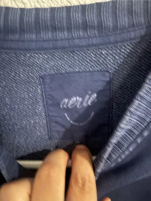 aerie Navy Graphic Checkerboard Crewneck Sweatshirt thumbnail 2