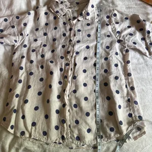 Puro Lino Italy 100% Linen Polka Dot Shirt Blouse Coastal Resort Matching Set thumbnail 7