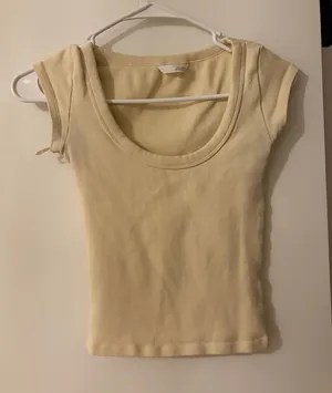 ZARA Butter Yellow Square Neck Ribbed Crop Top thumbnail 1