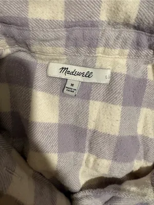 Madewell Lavender Check Button-Up Flannel 100% Cotton Shirt with pockets thumbnail 4