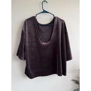 We The Free Free People Women Plum Purple Velour Oversized Scoop Back Top Small thumbnail 2