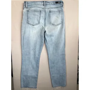KUT From The Kloth Reese Jeans Sz 8 Light Wash High Waist Distressed Button Fly thumbnail 3