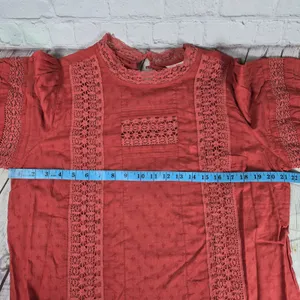 Universal Thread Womens XL Pink Eyelet‎ Lace Trim Puff Short Sleeve Top Blouse thumbnail 7