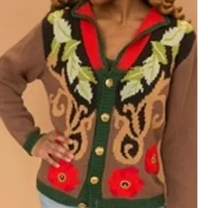 Storybook Knits M Vintage 90's embroidered Maximalist novelty cardigan Sweater thumbnail 2