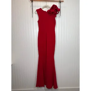 NWT Lulus Lucette Red Sleeveless Ruffled Mermaid Maxi Dress Wedding Holiday XS thumbnail 8