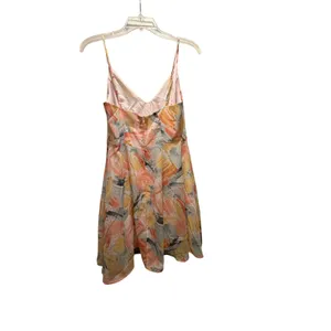 Lulus Peach Yellow Abstract Brushstroke Gold Pinstripe Mini Dress Small‎ thumbnail 5