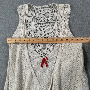 Red Camel Crochet Knit Sleeveless Open Top Women's X-Small Beige Boho Y2k thumbnail 6